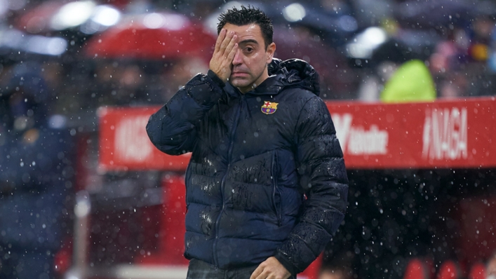 Xavi watches on as his Barcelona side are held to a 1-1 draw by Sevilla