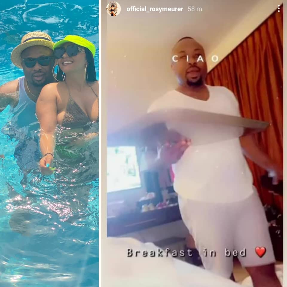 Actress Rosy Meurer gushes as her husband, Olakunle Churchill, serves her breakfast in bed (VIDEO)
