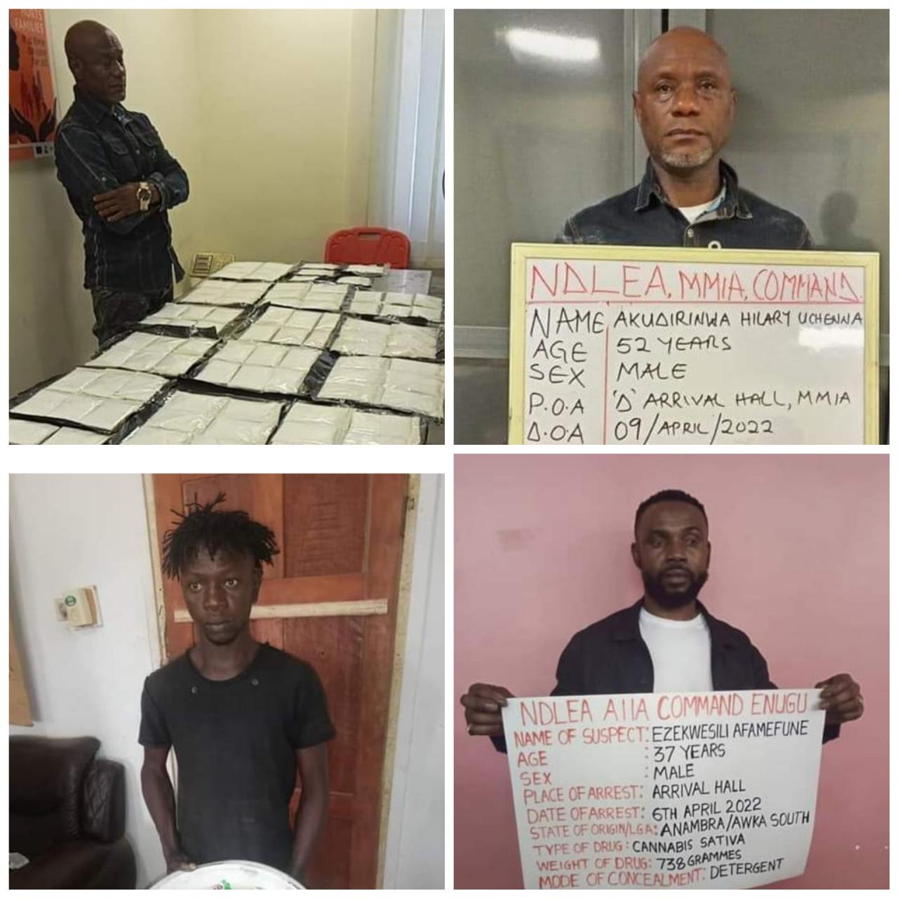 Brazil returnee, others arrested as NDLEA intercepts 101 parcels of cocaine concealed inside children duvets at Lagos airport, seizes drugged beverage, skunk 