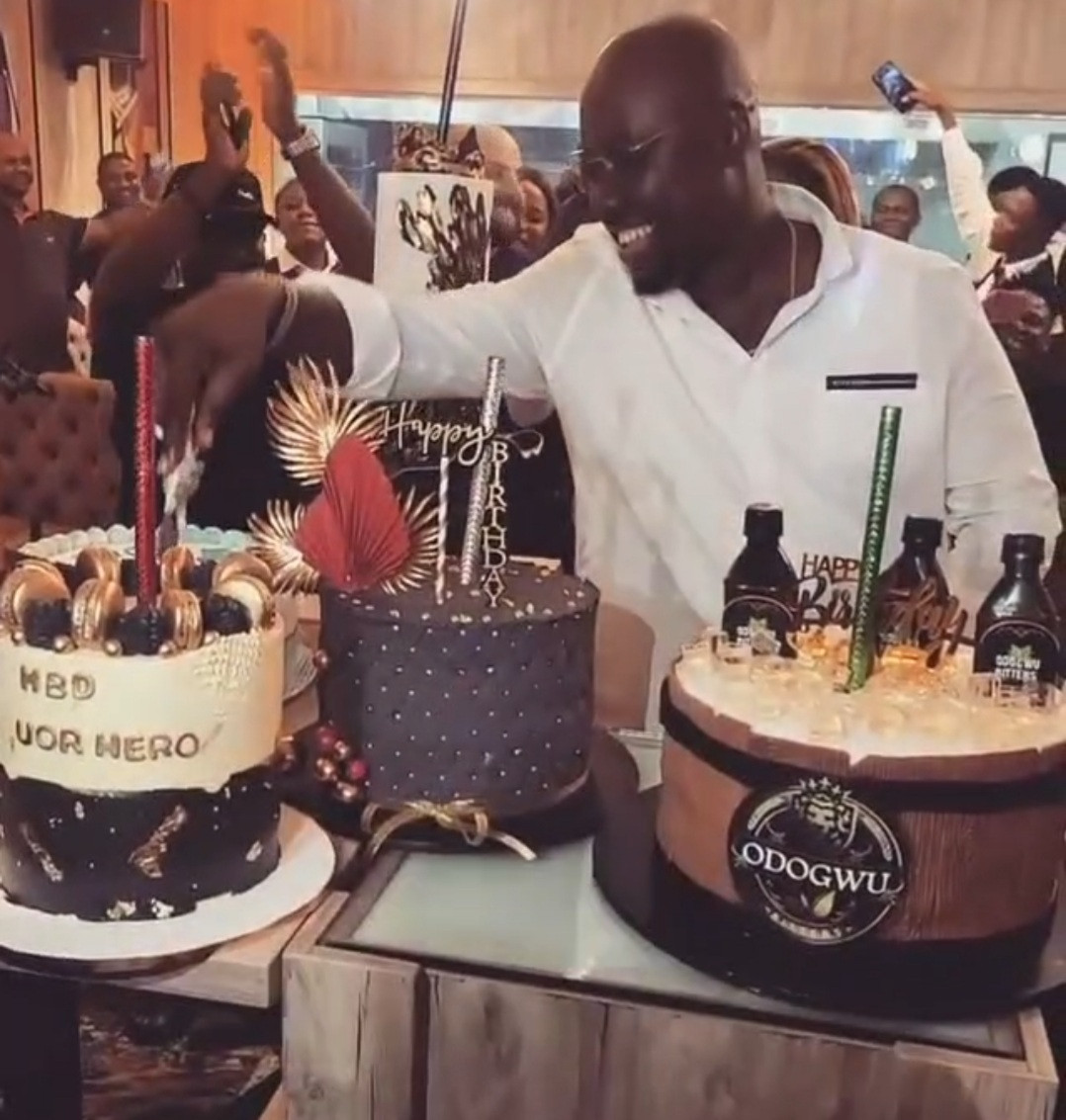 Obi Cubana cuts over 14 cakes at his birthday party (video)