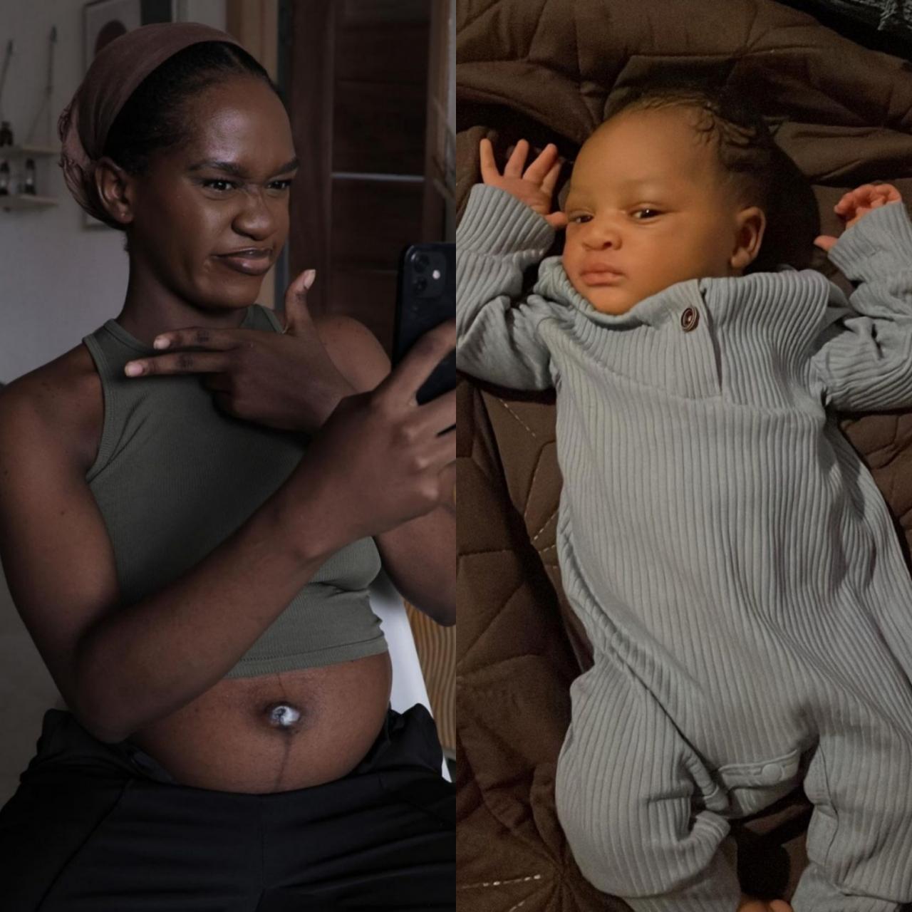 Maraji shows off her newborn son one week after his birth