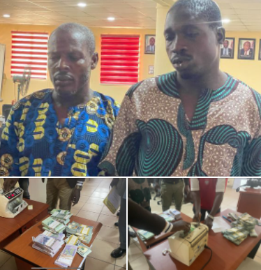 Border Patrol team hands over two suspects arrested with 5,000, CFA 18.9million to EFCC (photos)