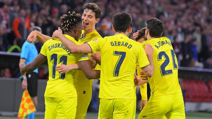 Villarreal celebrate Samuel Chukwueze's decisive late goal