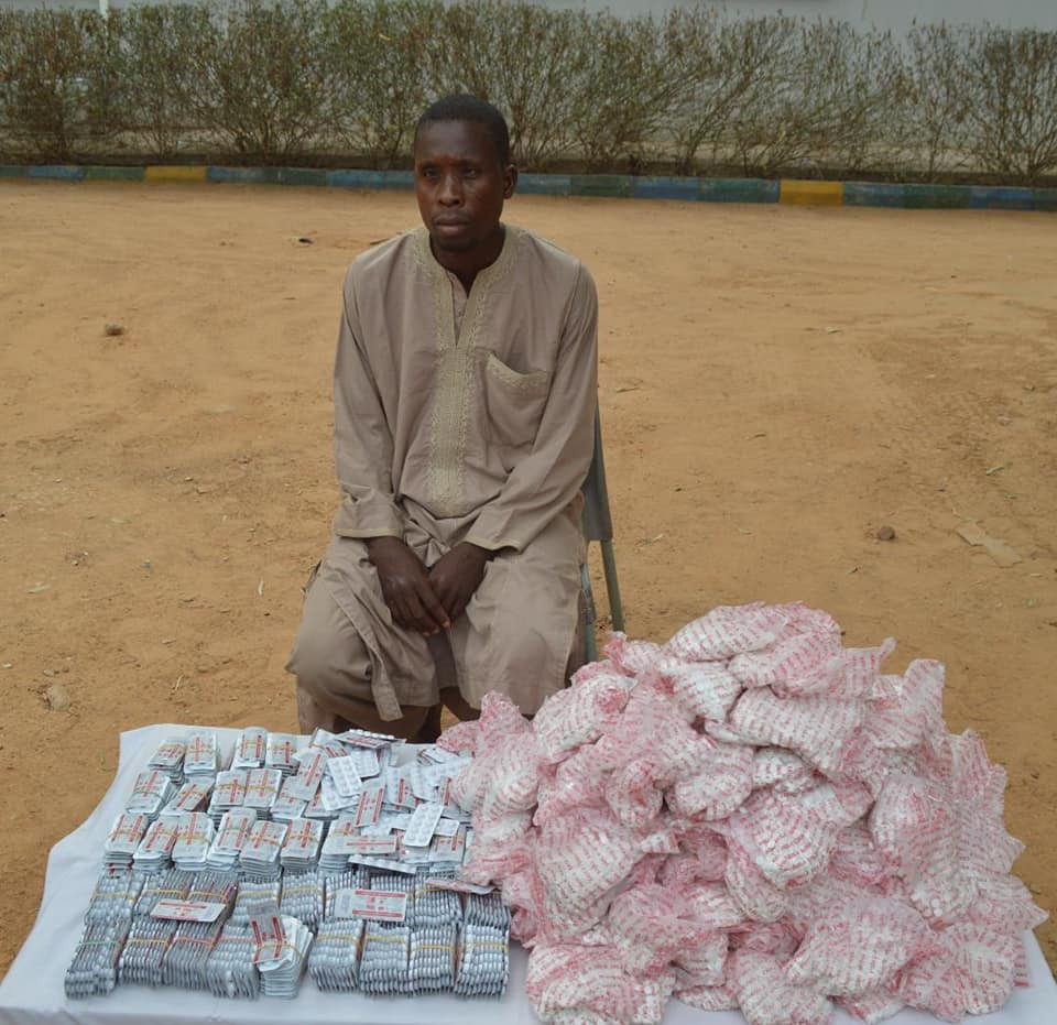 Suspected drug dealer arrested with 1200 sachets of Tramadol and Exol tablets in Kano 
