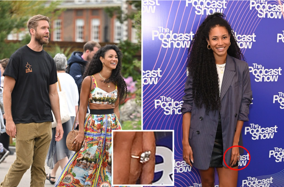 Nigerian-British media personality, Vick Hope flashes huge diamond engagement ring from DJ Calvin Harris after shock proposal