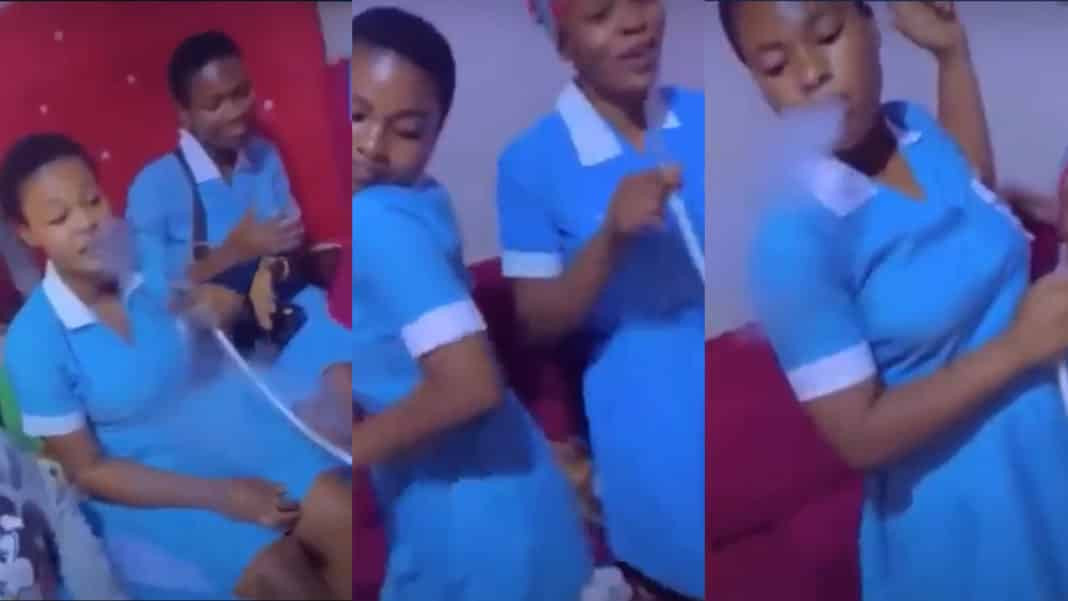 Female secondary school students suspended after being spotted in viral video smoking shisha in their school uniform (video)