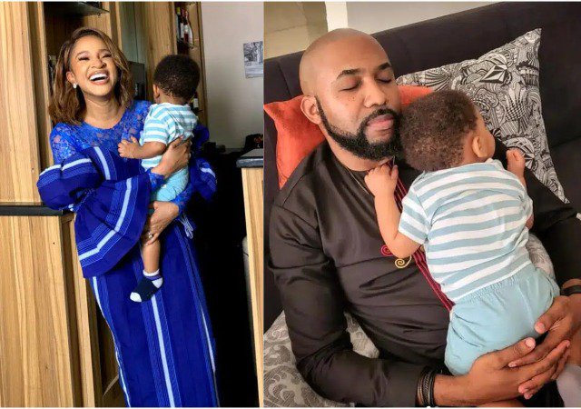 "It’s better you don’t show him at all"- Fans Tackle Actress Adesua Etomi And Banky W For Covering Son’s Face In Latest Photo