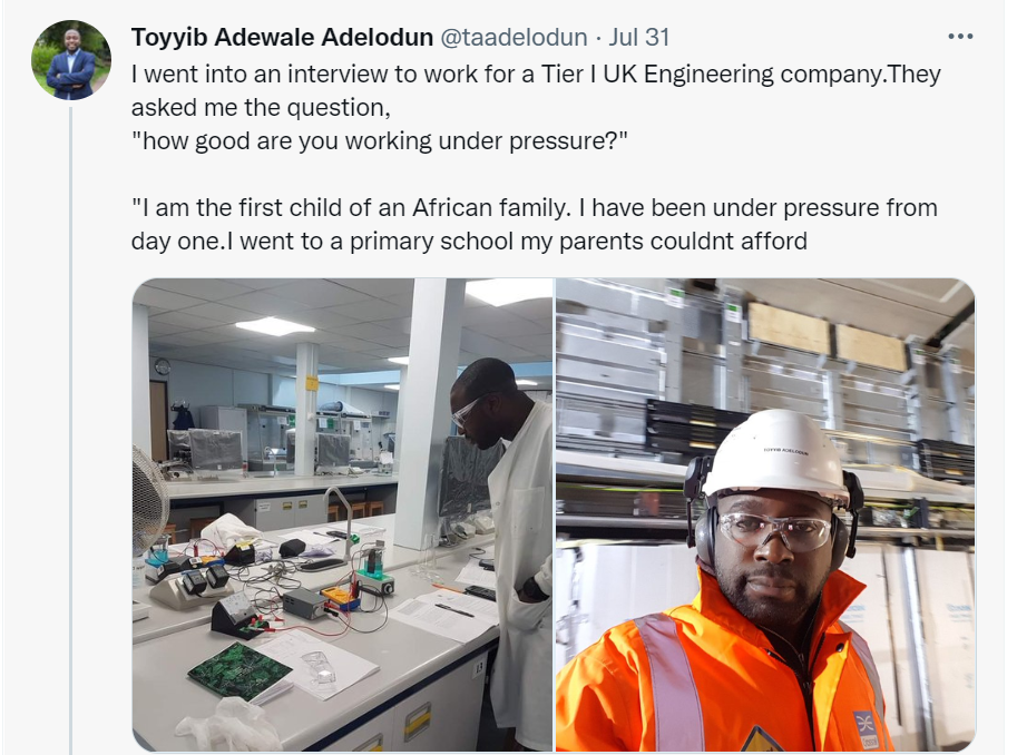 Nigerian Engineer narrates how he used his life story to secure a job at a Tier 1 UK Engineering firm 
