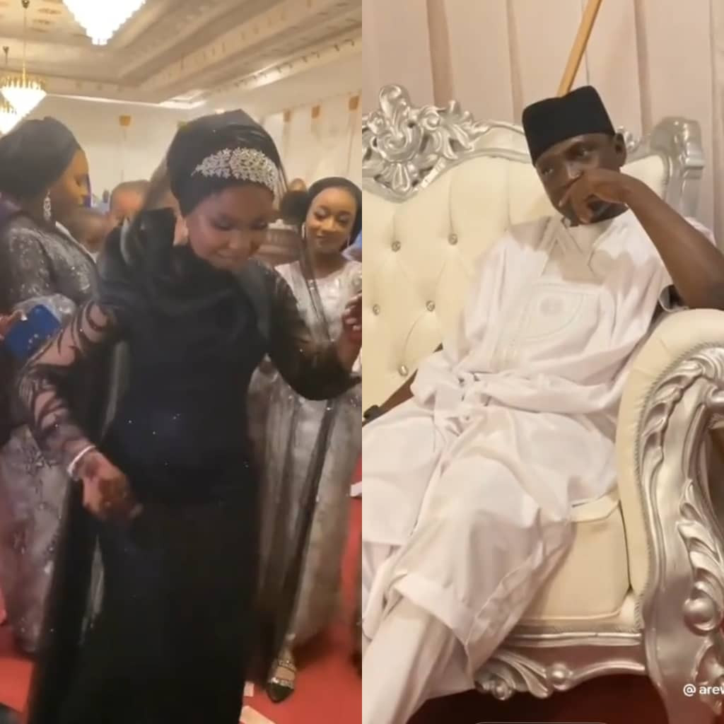 Groom lost in thought as his bride shows off her dance skill at their wedding reception (video)