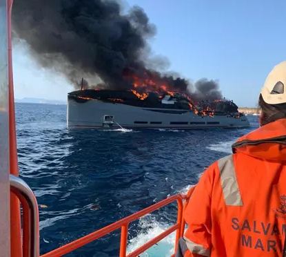 Superyacht worth ?20,000,000 goes up in flames a month after being delivered