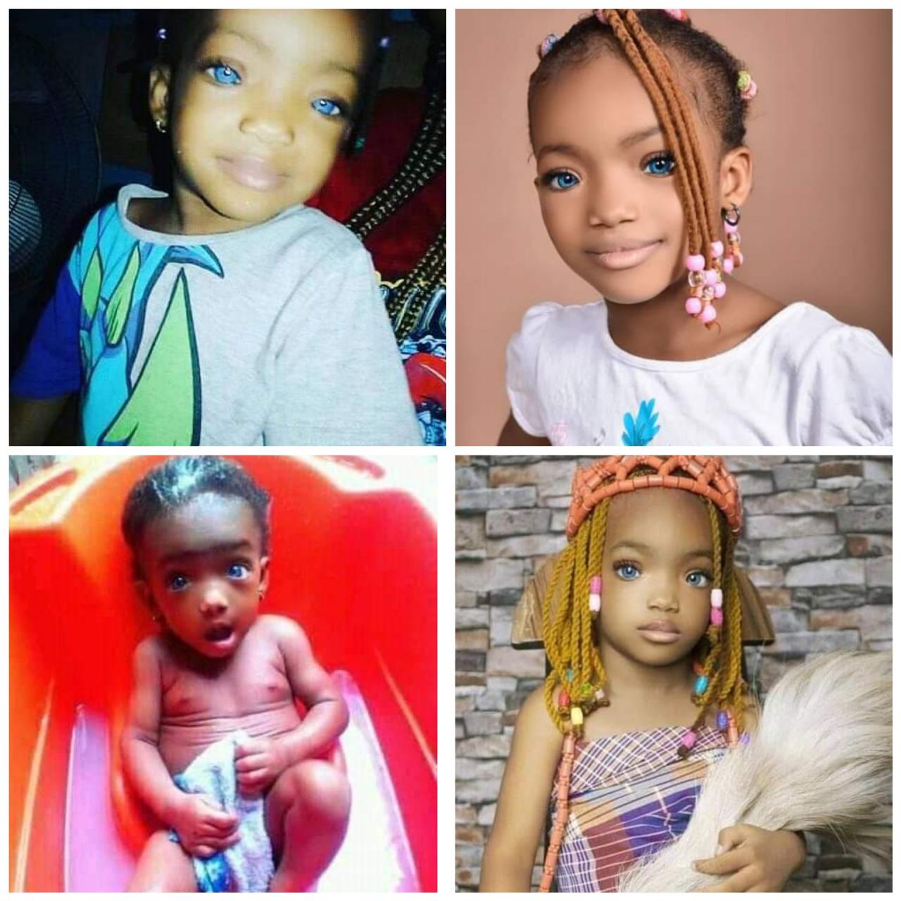 Nigerian lady shares photos of her blue-eyed daughter 