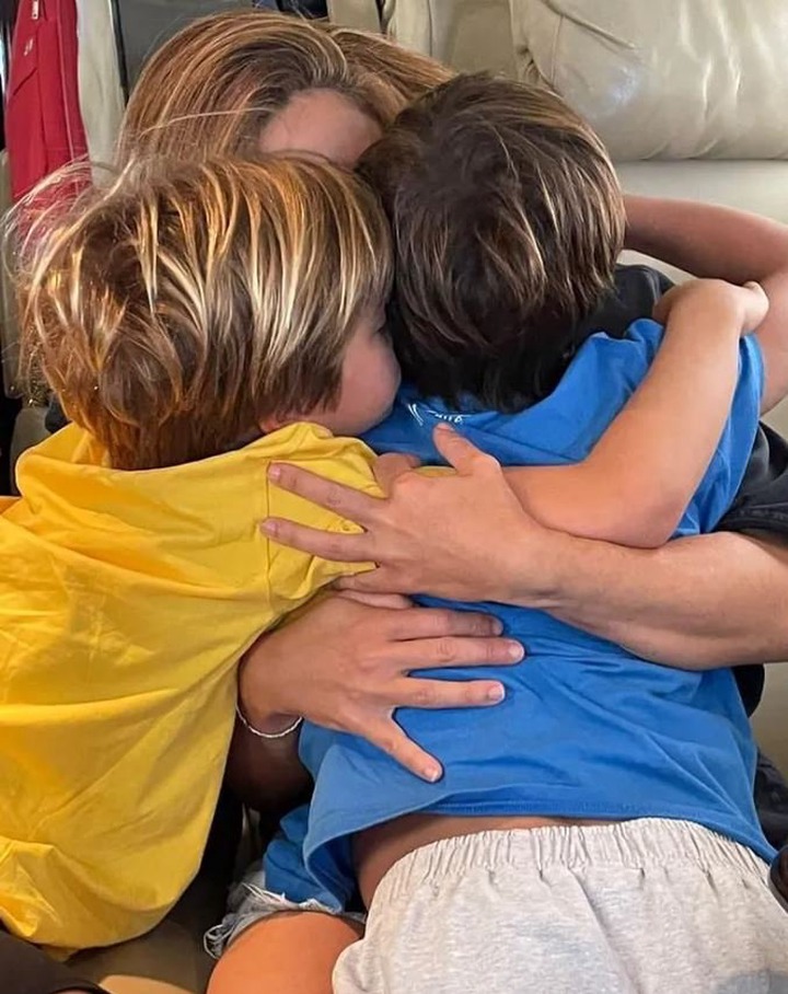 Shakira shared a heart-warming picture of her hugging her two boys on Instagram