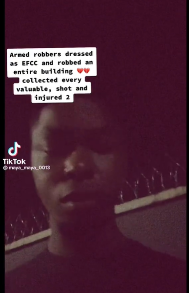 Armed robbers allegedly dressed as EFCC operatives rob an entire building (video)
