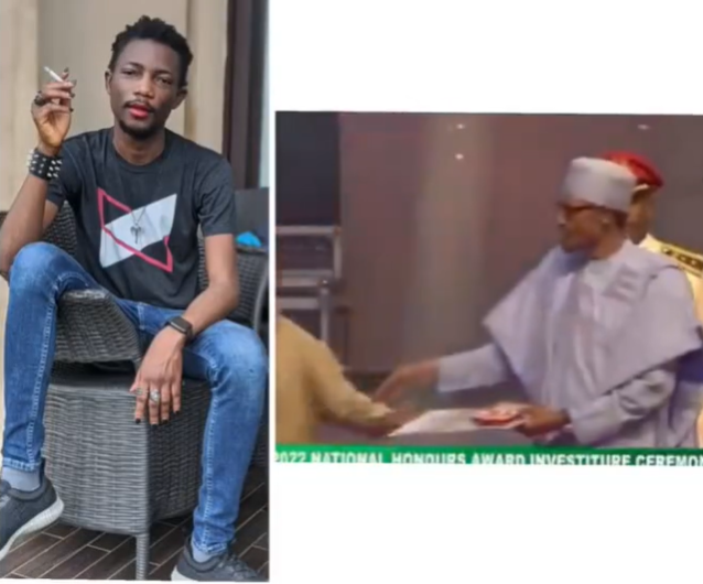 President Muhammadu Buhari trends online over his look as Ezra Olubi co-founder of paystack receives a national honors