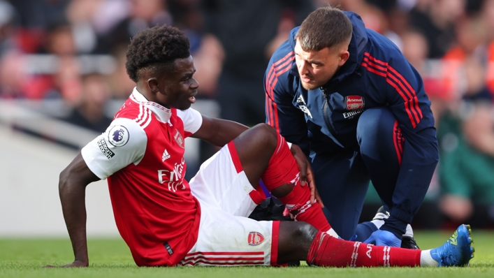 Bukayo Saka went off injured for Arsenal on Sunday