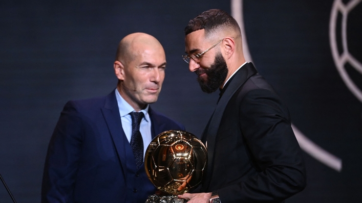 Zinedine Zidane presented Karim Benzema with the Ballon d'Or