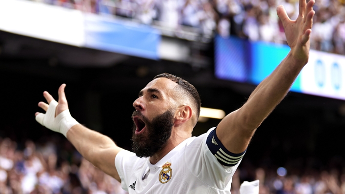 Karim Benzema celebrates his early opening goal for Real Madrid