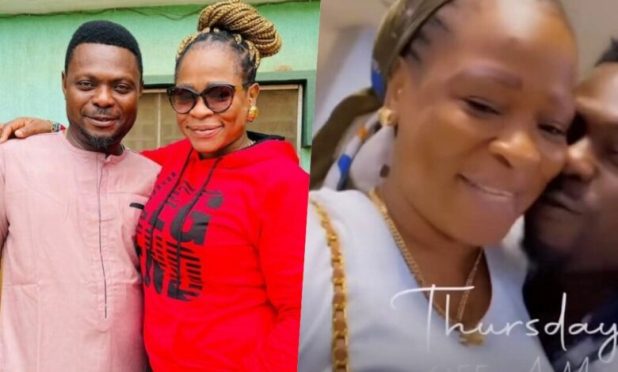 Kunle Afod shares video of him hugging his wife, Desola and giving her a kiss days after she announced she has left him