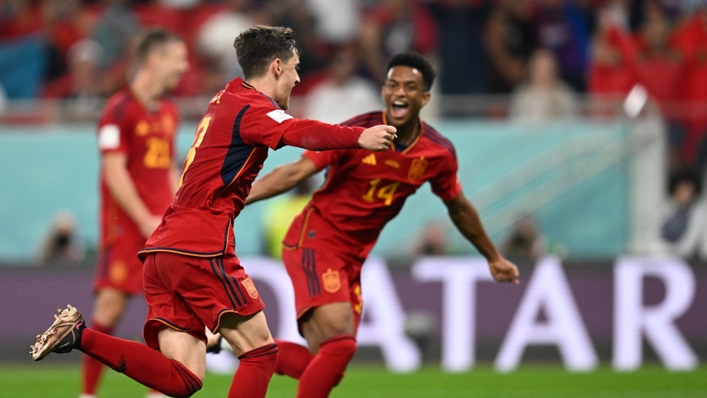 Gavi celebrates scoring for Spain against Costa Rica