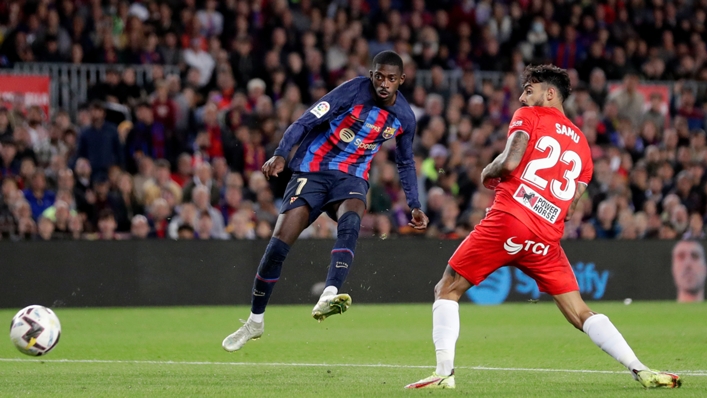 Ousmane Dembele fires in the opener for Barcelona against Almeria