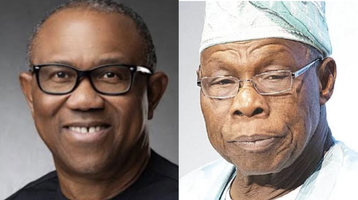A composite of former president Olusegun Obasanjo and Peter Obi