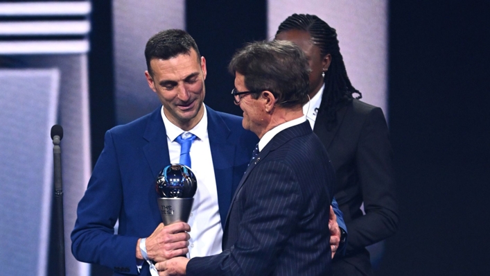 Lionel Scaloni was handed the award by Fabio Capello