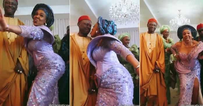 Nigerian woman showcases dance moves, daughter's wedding, bride's mother