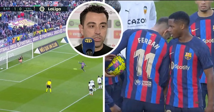 Xavi explains why Ferran took the penalty v Valencia, praises Ansu Fati for offering himself