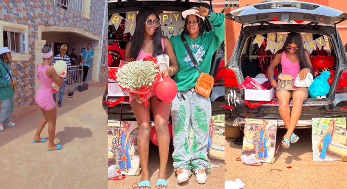 Young boy surprises girlfriend with iPhone 13, bone straight wigs on her birthday (Video) - young boy girlfriend iphone