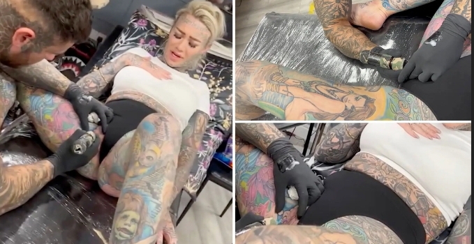 It hurts in the middle – British lady screams as she tattoos her p*ssy (VIDEO)