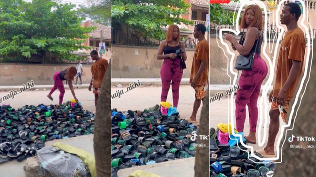 Slippers seller allows lady to walk away with a pair after she promised to invite him home as payment