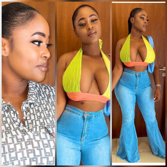 Pretty Ghanaian model, Afia is bringing back the good vibes of Bootcut Jeans style (Photos)