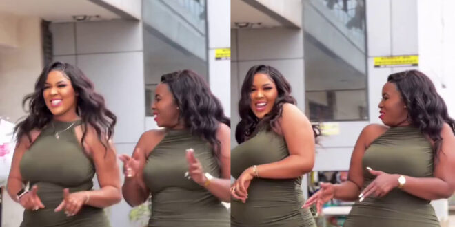Two voluptuous women showcase their curves as they dance on Instagram.