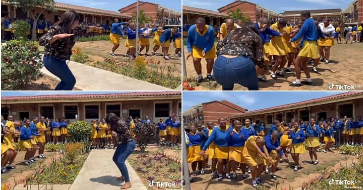 Teacher Dances with Her Students on Assembly Ground, Netizens Hail Her as Video Goes Viral