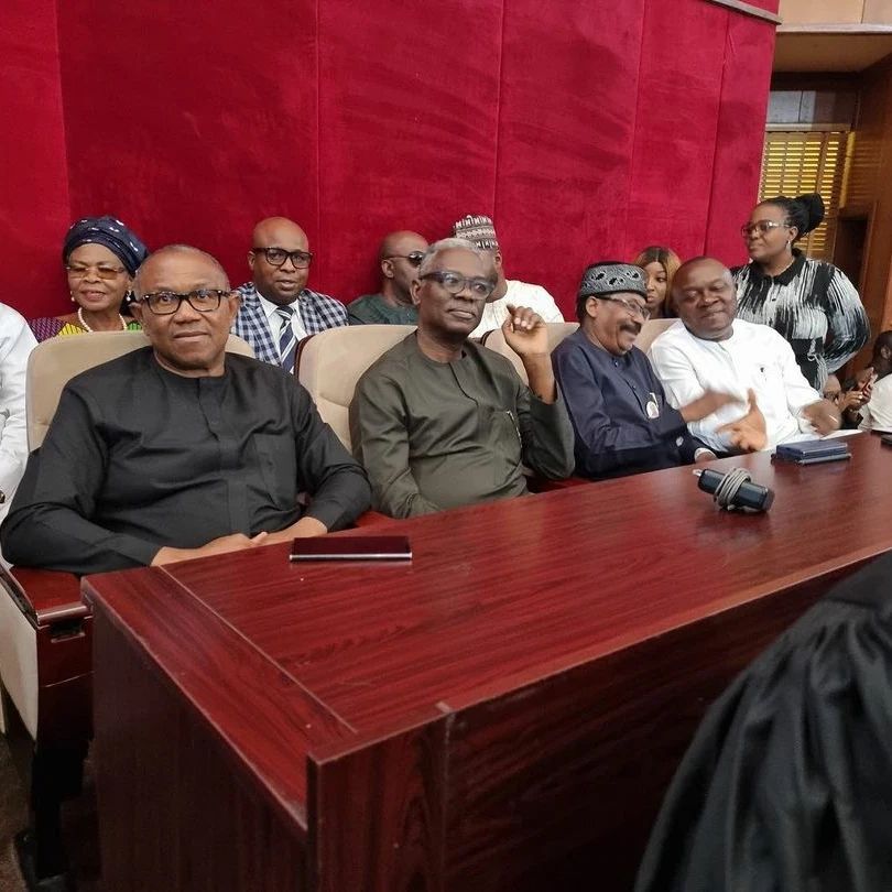 Photos of Labour party presidential candidate, Peter Obi, at the Presidential election tribunal