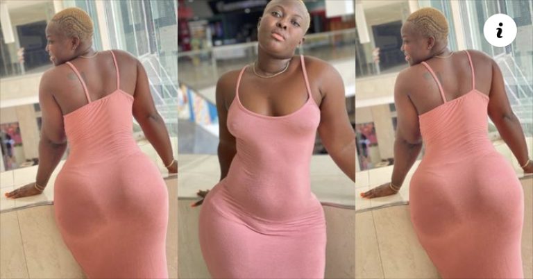 Pretty lady flaunts her big curves in pink tight dress (See images)