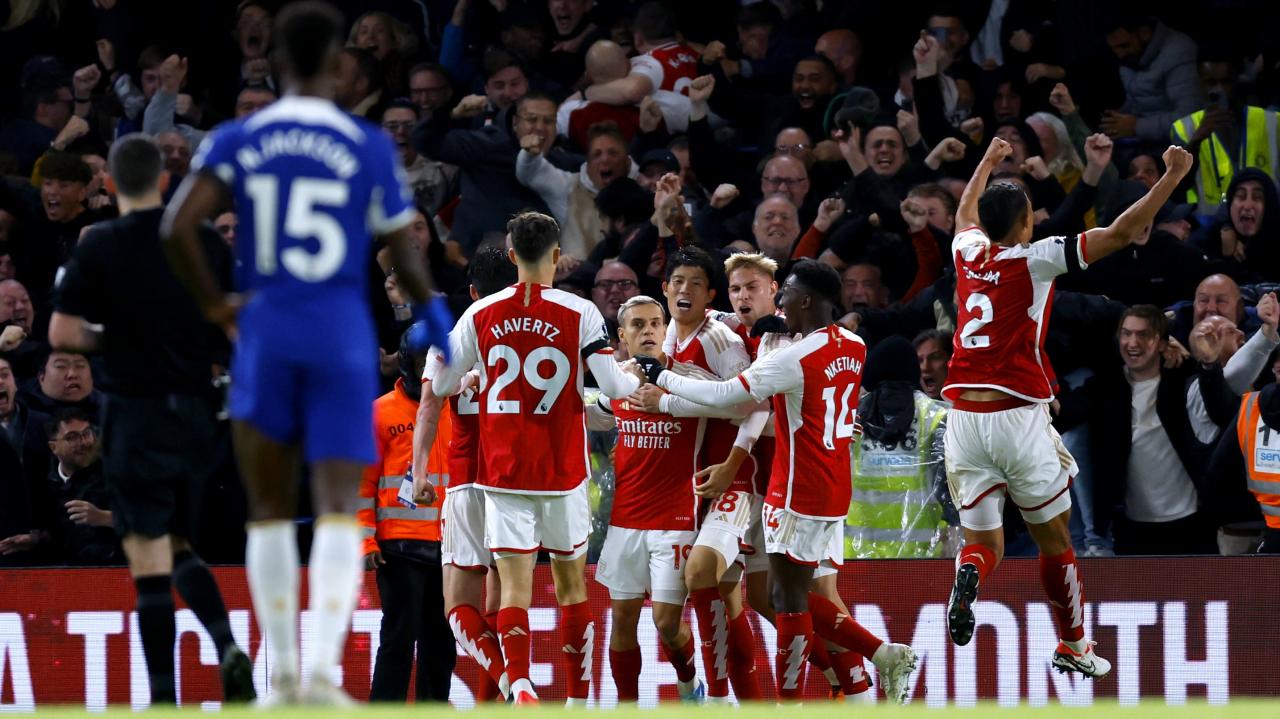 Leandro Trossard levelled for Arsenal with six minutes to go at Stamford Bridge (Nigel French/PA)