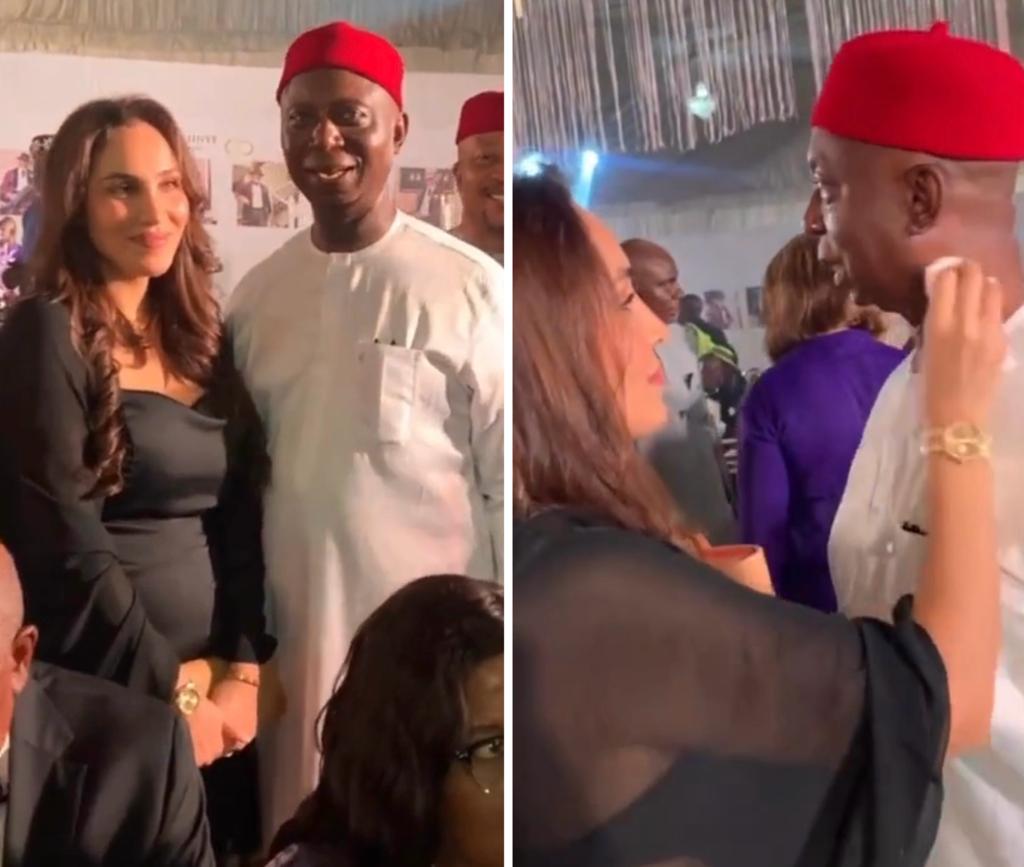 Senator Ned Nwoko and his fourth wife, Laila, all loved up at an event (video)