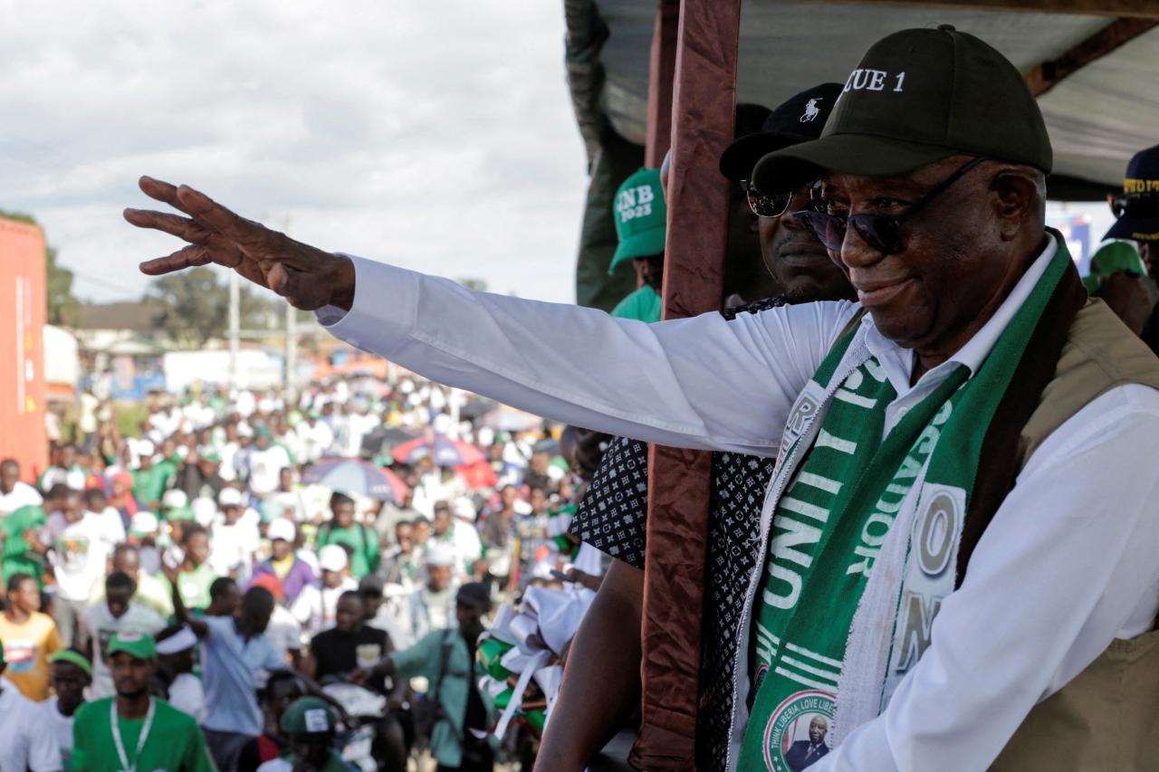 Liberia's opposition, Unity Party, holds its final rally before polling day in Monrovia