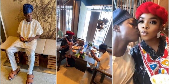 Netizens gush as Wizkid’s eldest son, Boluwatife steps out on food date with mum, Shola in adorable video