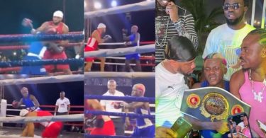 Singer Portable beats actor Charles Okocha in an epic celebrity boxing match on Boxing Day