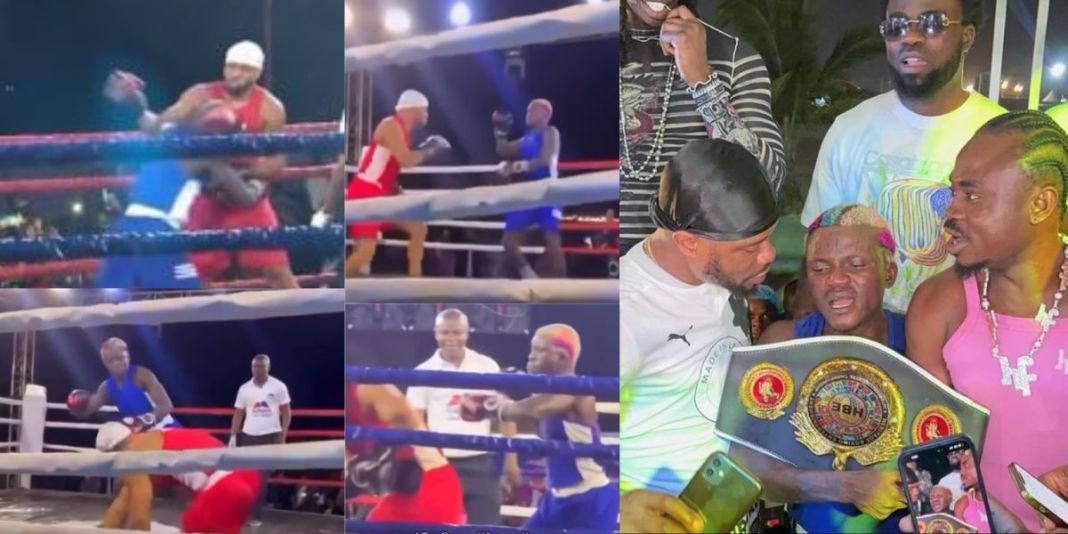 Singer Portable beats actor Charles Okocha in an epic celebrity boxing match on Boxing Day