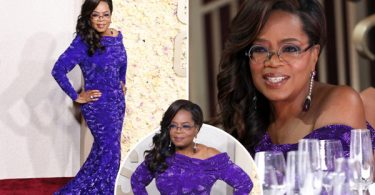 Oprah Winfrey shows off her new trim figure at the Golden Globes red carpet after admitting to using weight-loss medication (photos)