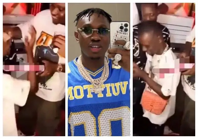 Zlatan Ibile allegedly surprises his old schoolmate with a 0,000 icebox necklace, 0 cash on stage