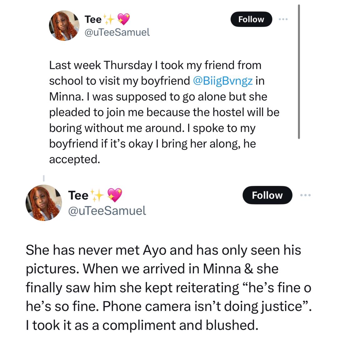 X stories: Lady calls out her friend for sleeping with her boyfriend in his home when they went visiting