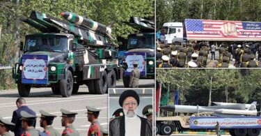 Iran stages huge parade of weapons as it warns Israel will be met with