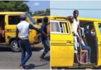 Drama as Lagos passenger takes over bus, drives off while driver fights conductor
